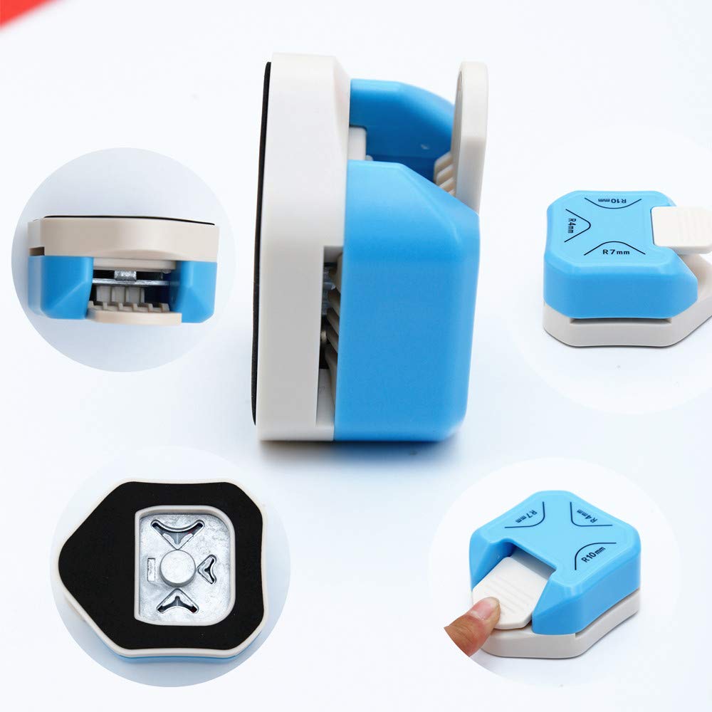 QIQQIKIN Paper Corner Rounder 3 in 1 ?öR4mm+R7mm+R10mm?ä?Î Punches for Crafts?Î Cutter ?ÎEnvelope Punch Board ?ÎHole Puncher?Î Laminate, DIY Projects, Photo Cutter,Card Making Scrapbooking and Journaling