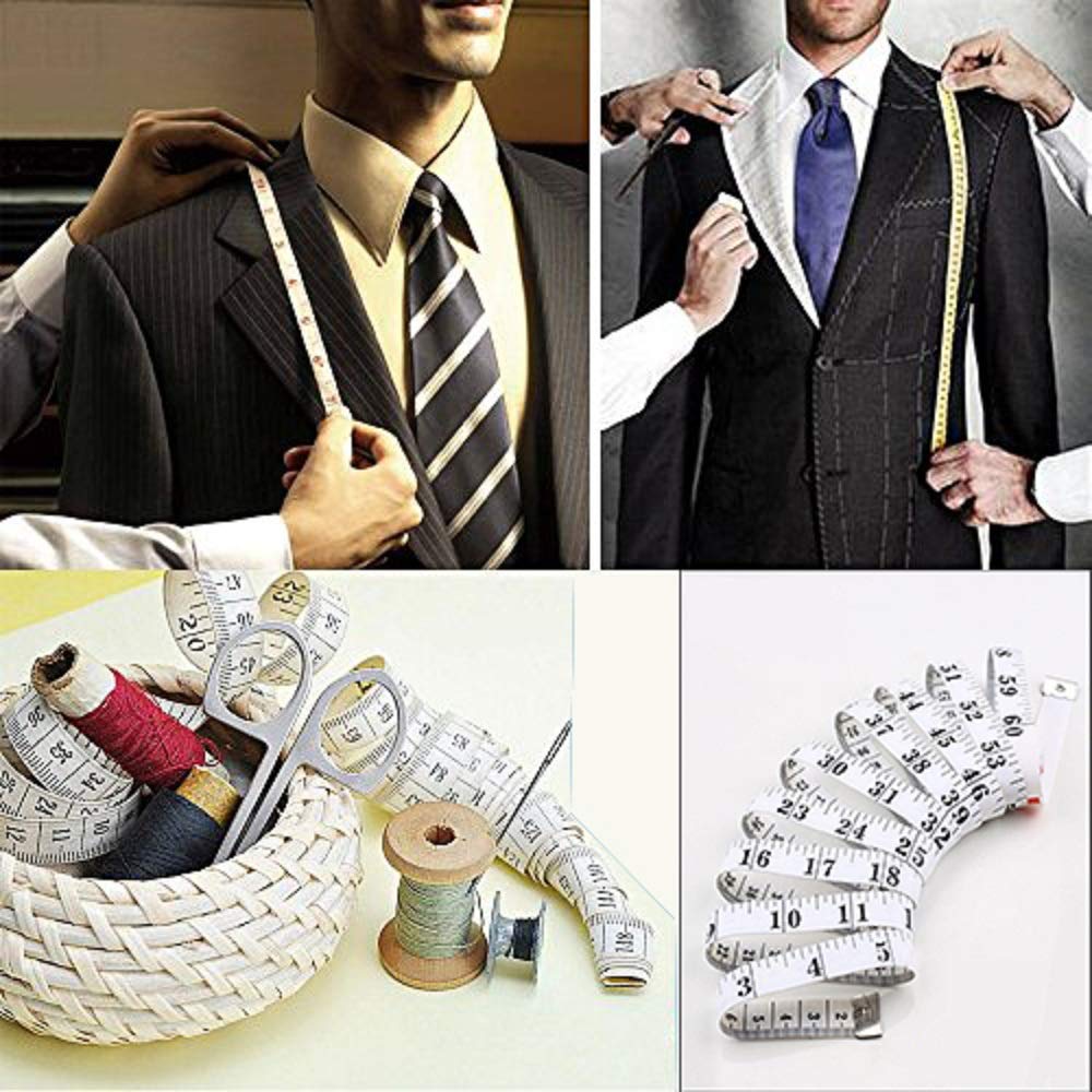 GDMINLO Soft Tape Measure Double Scale Body Sewing Flexible Tailor Craft Vinyl Ruler for Weight Loss Medical Body Measurement, Has Centimetre Scale on Reverse Side 60-inch?öWhite?ä