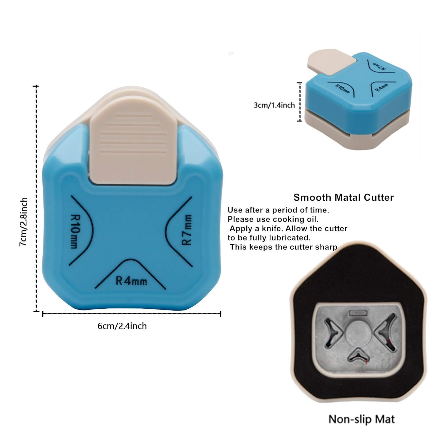 QIQQIKIN Paper Corner Rounder 3 in 1 ?öR4mm+R7mm+R10mm?ä?Î Punches for Crafts?Î Cutter ?ÎEnvelope Punch Board ?ÎHole Puncher?Î Laminate, DIY Projects, Photo Cutter,Card Making Scrapbooking and Journaling