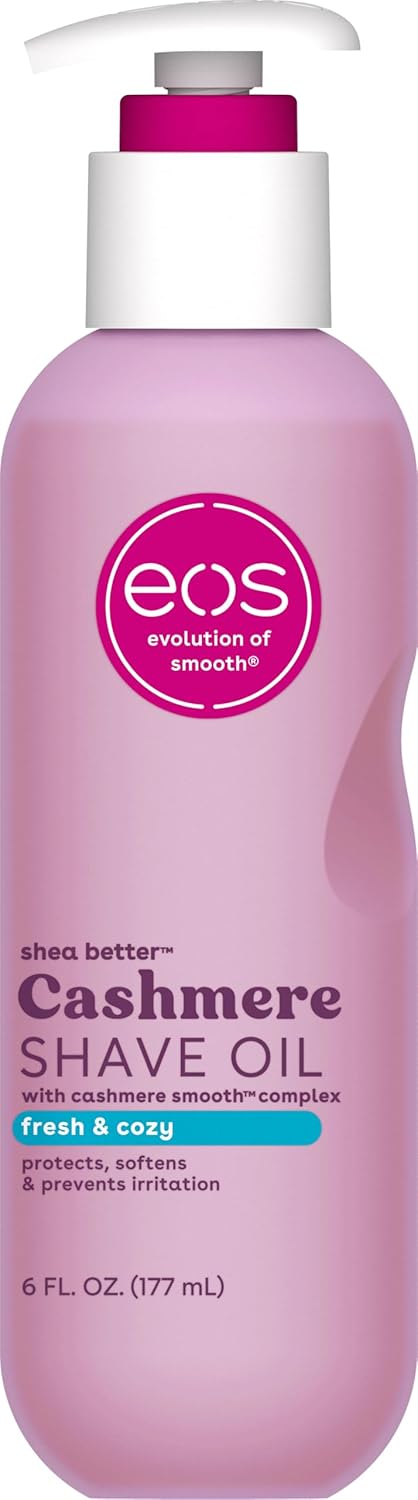 eos Cashmere Shave Oil ÛÒ Fresh & Cozy, Moisturizing Shave Oil with Shea Butter & Glycerin, Helps Prevents Irritation & Razor Burn, Vegan, 6 fl oz