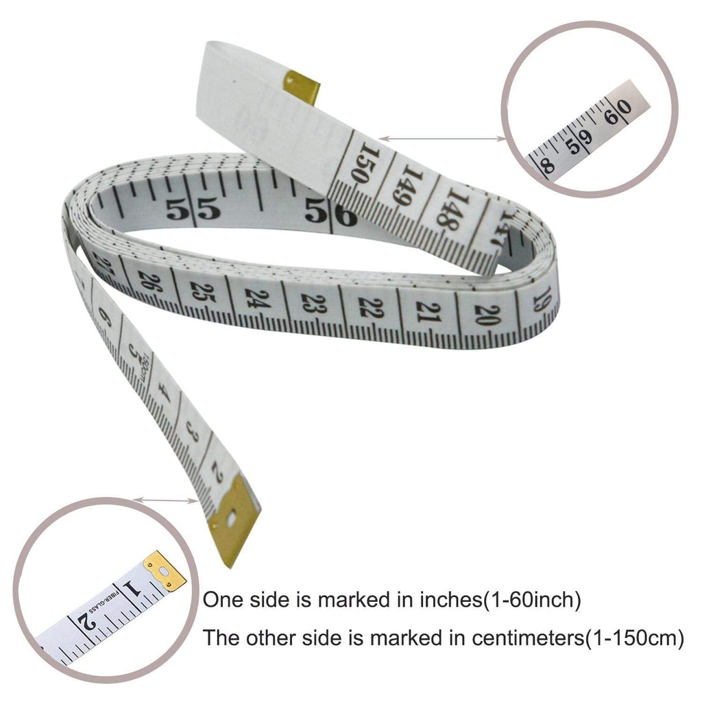GDMINLO Soft Tape Measure Double Scale Body Sewing Flexible Tailor Craft Vinyl Ruler for Weight Loss Medical Body Measurement, Has Centimetre Scale on Reverse Side 60-inch?öWhite?ä