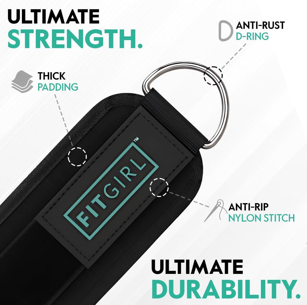 FITGIRL Ankle Strap for Cable Machine ÛÒ Premium Padding and Comfort for Cable Exercise Machines, Cable Exercise Attachment for Home & Gym, Glute Workouts - Kickbacks, Leg Extensions, Hip Abductors