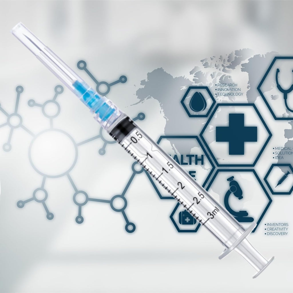 100 Pack Disposable 3ml/cc Lab Syringes with 23Ga 1 Inch Needle Luer Lock, Individually Sealed Packed
