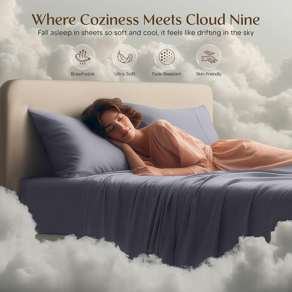 Utopia Bedding Queen Size Sheet Set ÛÒ 4 Piece Bed Sheets, Soft and Breathable Microfiber, Includes 1 Fitted Sheet, 1 Flat Sheet and 2 Pillowcases ÛÒ Oeko Tex (Grey)