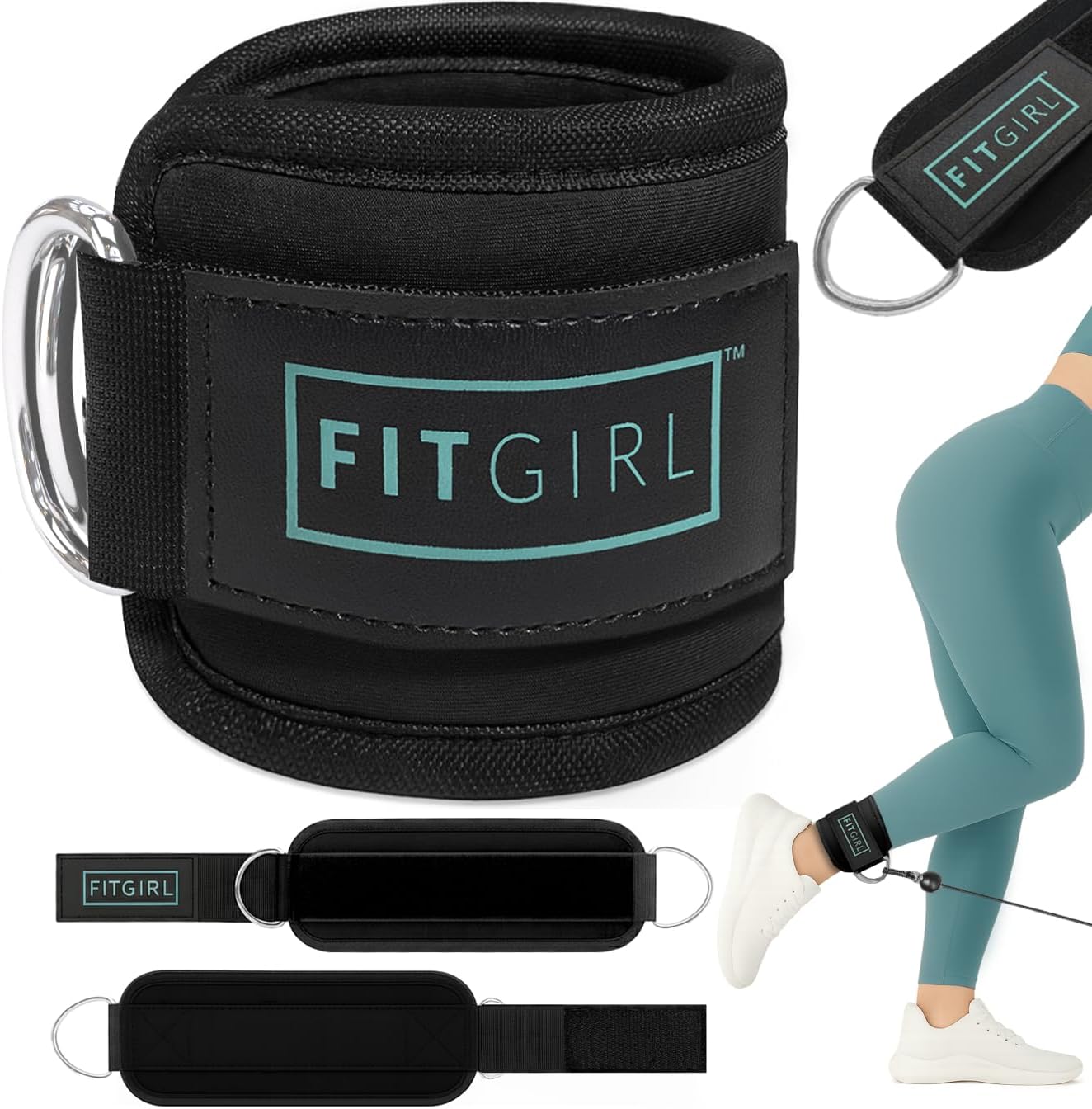FITGIRL Ankle Strap for Cable Machine ÛÒ Premium Padding and Comfort for Cable Exercise Machines, Cable Exercise Attachment for Home & Gym, Glute Workouts - Kickbacks, Leg Extensions, Hip Abductors