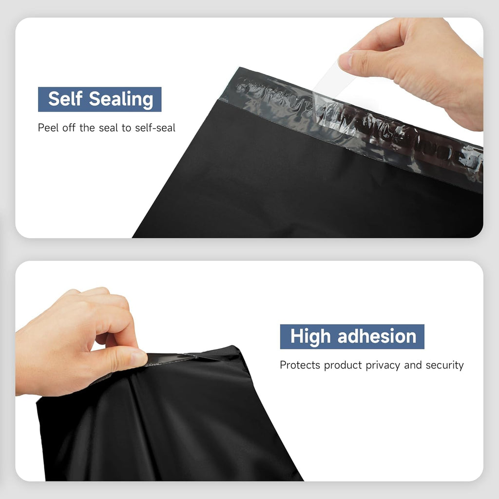 KKBESTPACK 100 Large Poly Mailers 10x13 Shipping Bags for Small Business ÛÒ Self Sealing Package Envelopes (10 x 13 Pack of 100, Black)