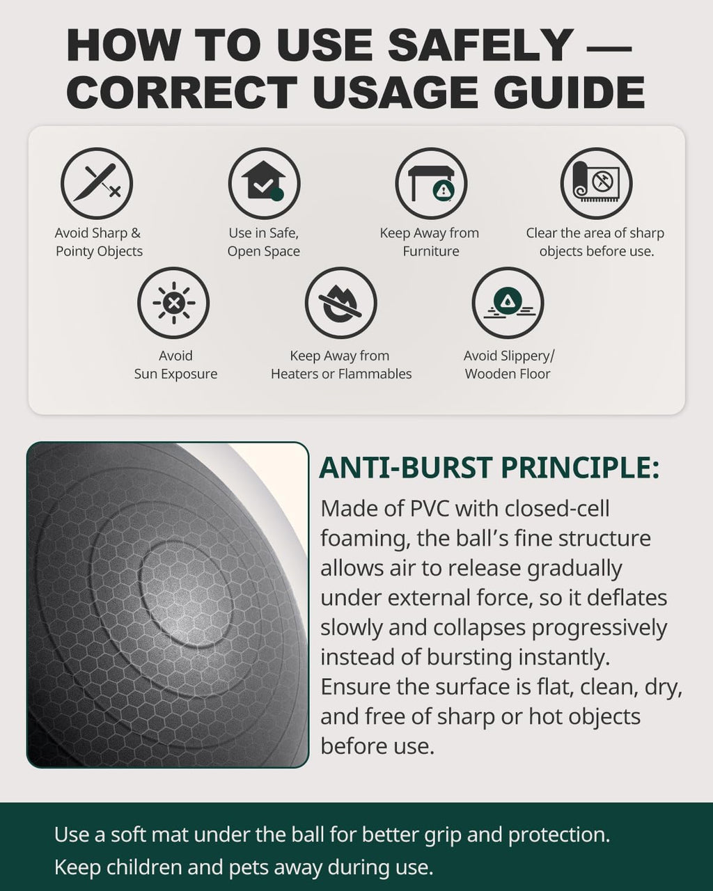 Trideer Exercise Ball for Yoga, Pilates & Fitness ÛÒ Stability Ball Equipment for Home Gym & Office Chair, Core & Balance Training Accessories, Physical Therapy Equipment, Quick Pump Included, 5 Sizes