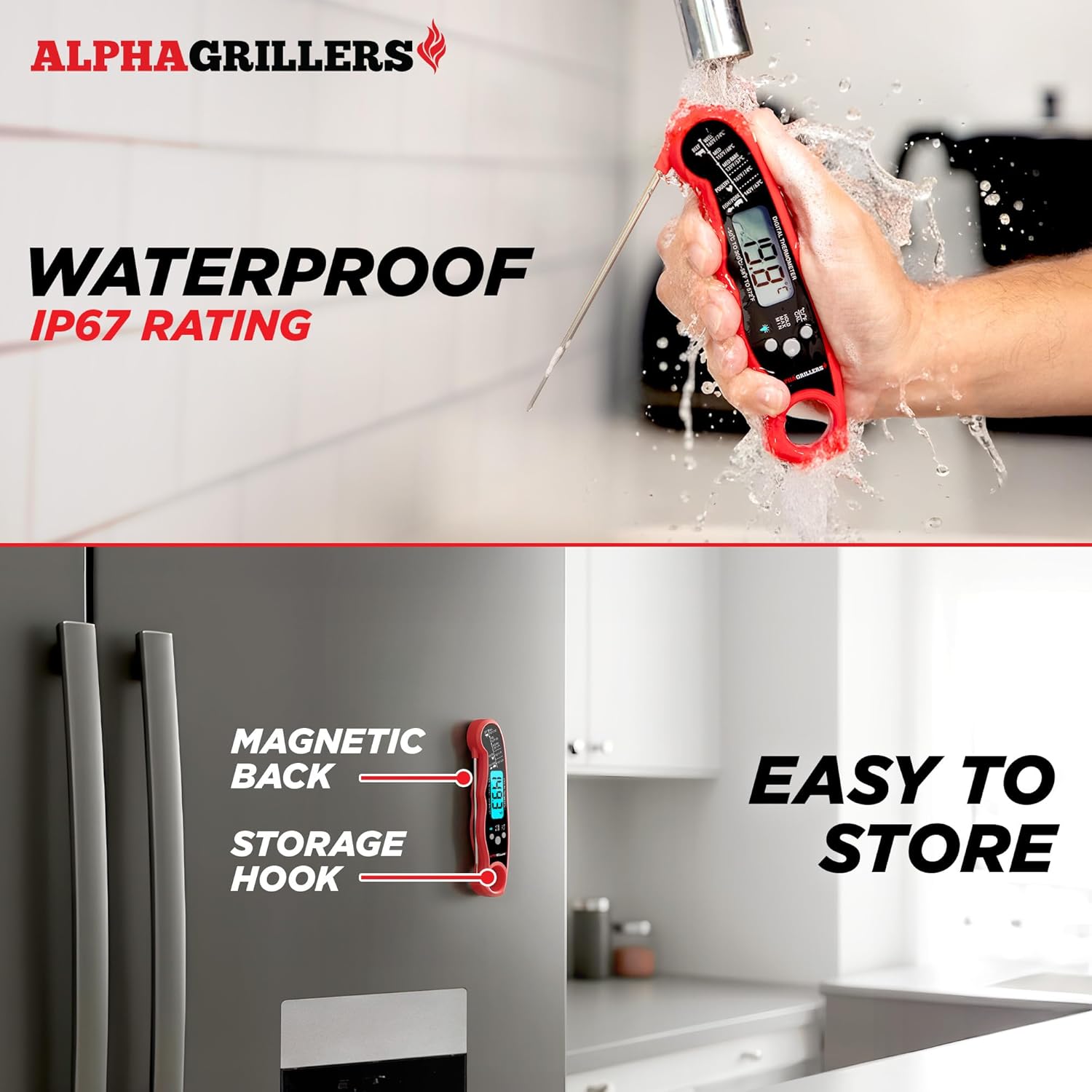 Alpha Grillers Meat Thermometer Digital ÛÒ Instant Read Food Thermometer for Cooking & Grilling ÛÒ Professional Kitchen Gifts for Men, Dad & Mom