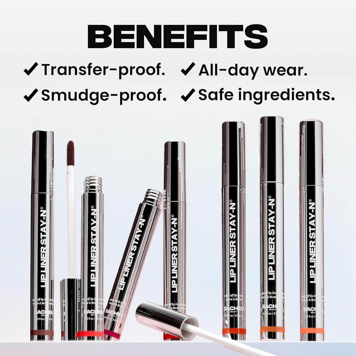 Sacheu Lip Liner STAY-N Peel Off Lip Stain ÛÓ Long Lasting Waterproof Lip Tint with Hyaluronic Acid & Vitamin E ÛÓ Transfer Proof Matte Finish, Vegan & Cruelty-Free (p-INKED)