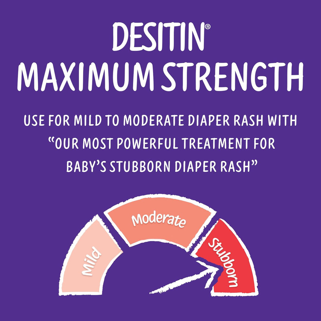 Desitin Maximum Strength Baby Diaper Rash Cream, 40% Zinc Oxide, Hypoallergenic No Added Parabens & Dyes, Protects & Relieves BabyÛªs Skin for Up to 12 Hours, Prevents Diaper Rash, 4.8 oz Tube