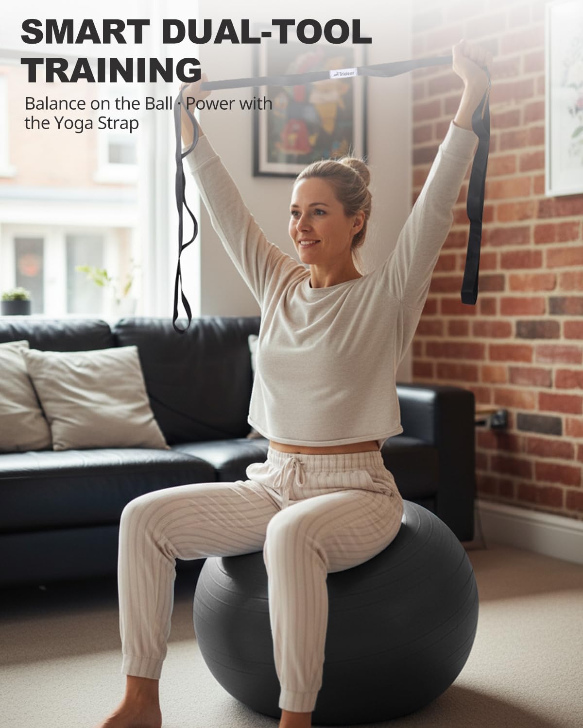 Trideer Exercise Ball for Yoga, Pilates & Fitness ÛÒ Stability Ball Equipment for Home Gym & Office Chair, Core & Balance Training Accessories, Physical Therapy Equipment, Quick Pump Included, 5 Sizes