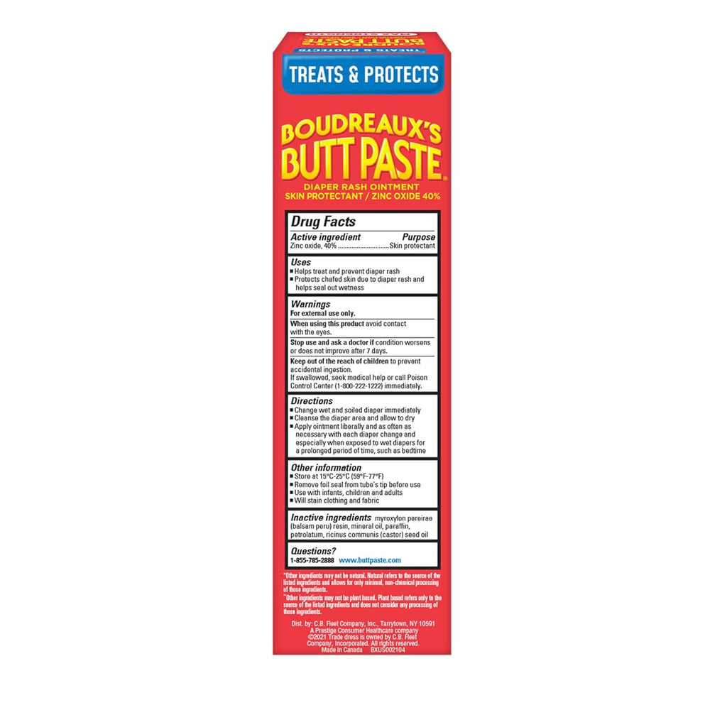 BoudreauxÛªs Butt Paste Max Strength Diaper Rash Cream for Baby, Ointment With Zinc Oxide, 4 oz Tube