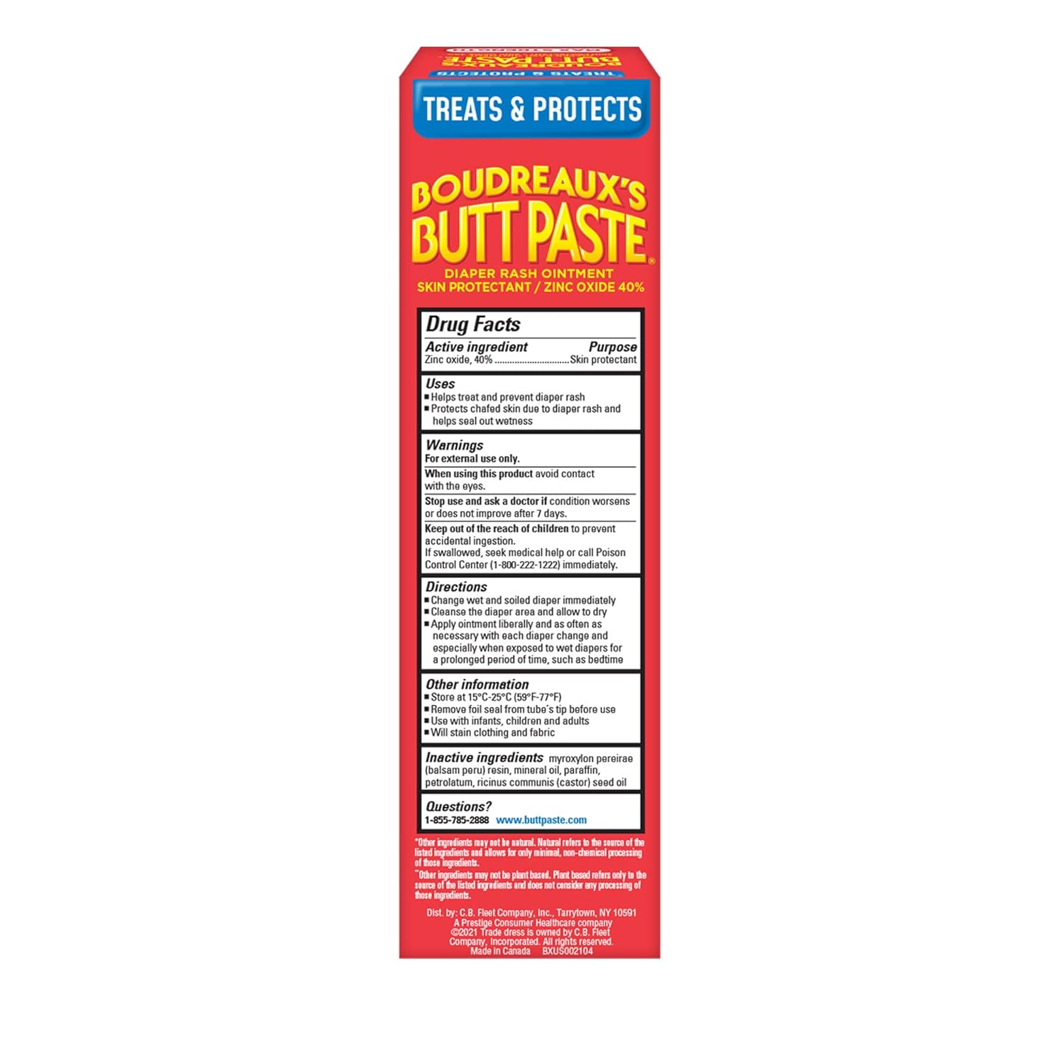 BoudreauxÛªs Butt Paste Max Strength Diaper Rash Cream for Baby, Ointment With Zinc Oxide, 4 oz Tube