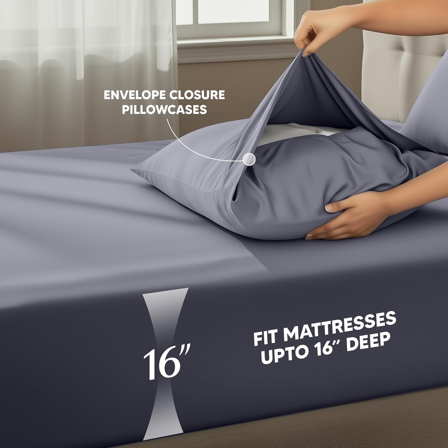 Utopia Bedding Queen Size Sheet Set ÛÒ 4 Piece Bed Sheets, Soft and Breathable Microfiber, Includes 1 Fitted Sheet, 1 Flat Sheet and 2 Pillowcases ÛÒ Oeko Tex (Grey)