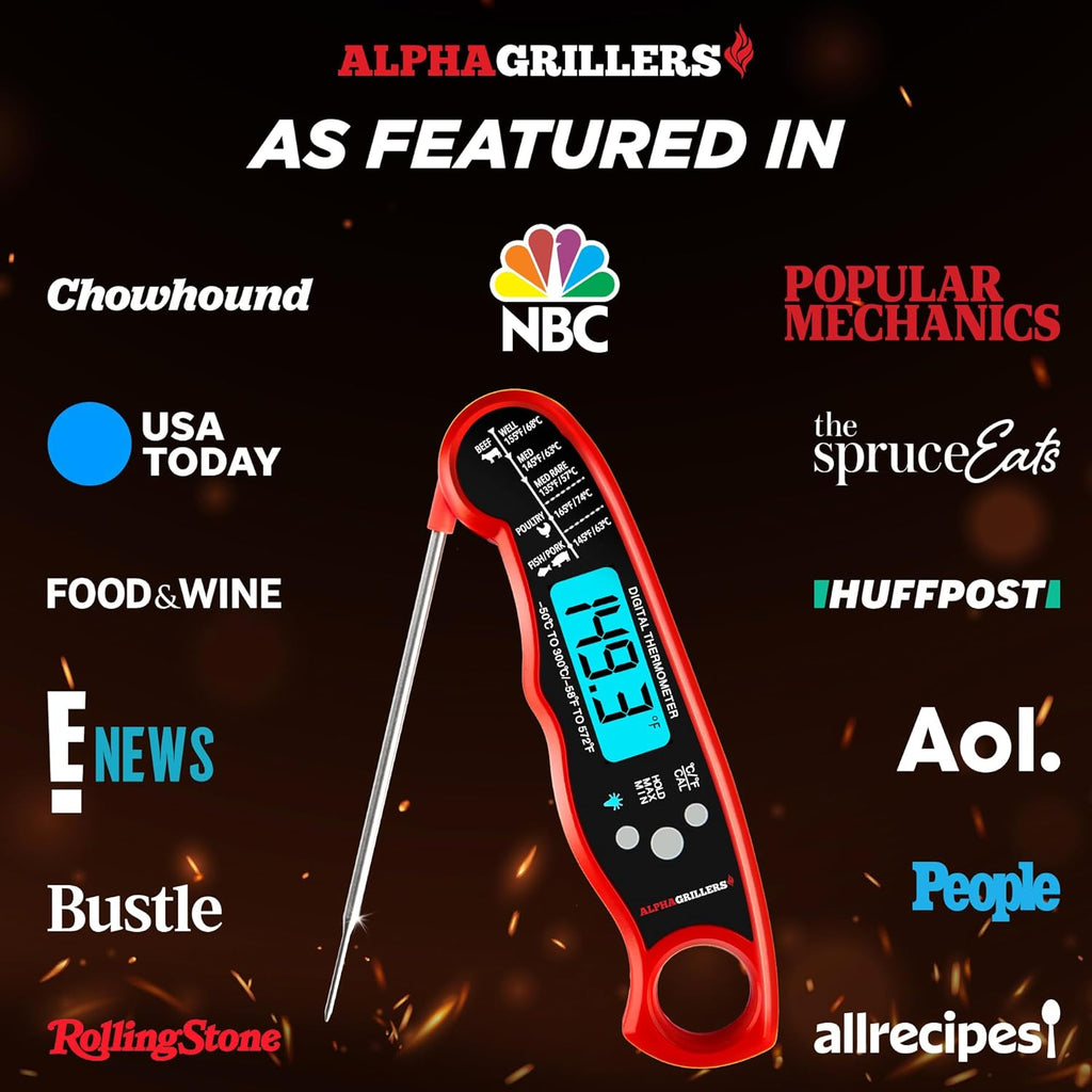 Alpha Grillers Meat Thermometer Digital ÛÒ Instant Read Food Thermometer for Cooking & Grilling ÛÒ Professional Kitchen Gifts for Men, Dad & Mom
