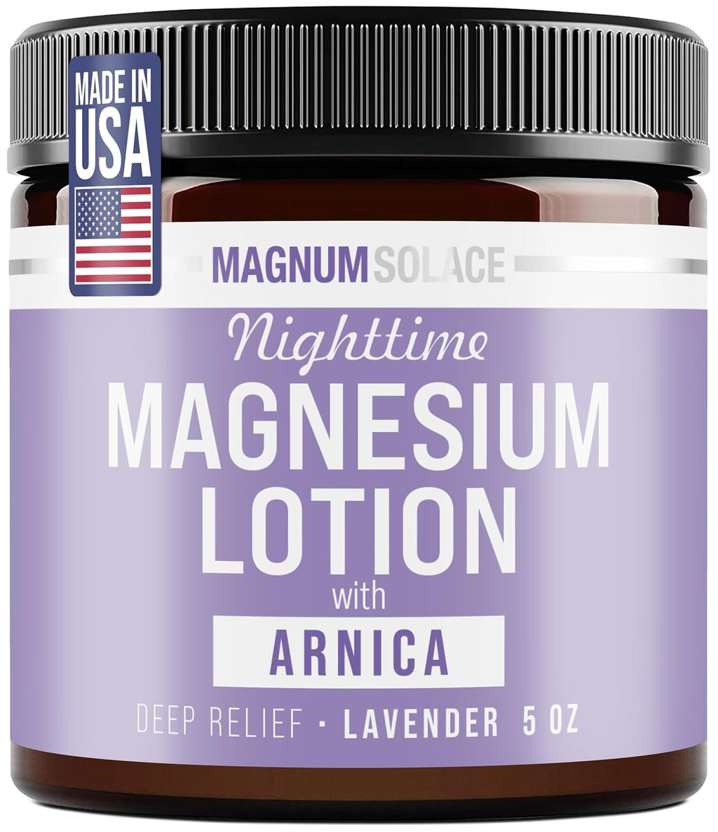 Magnum Solace Nighttime Magnesium Lotion with Arnica ÛÒ Highly Concentrated Magnesium for Muscles & Joints ÛÒ Apply to Legs or Feet Before Bed ÛÒ Skin-Friendly