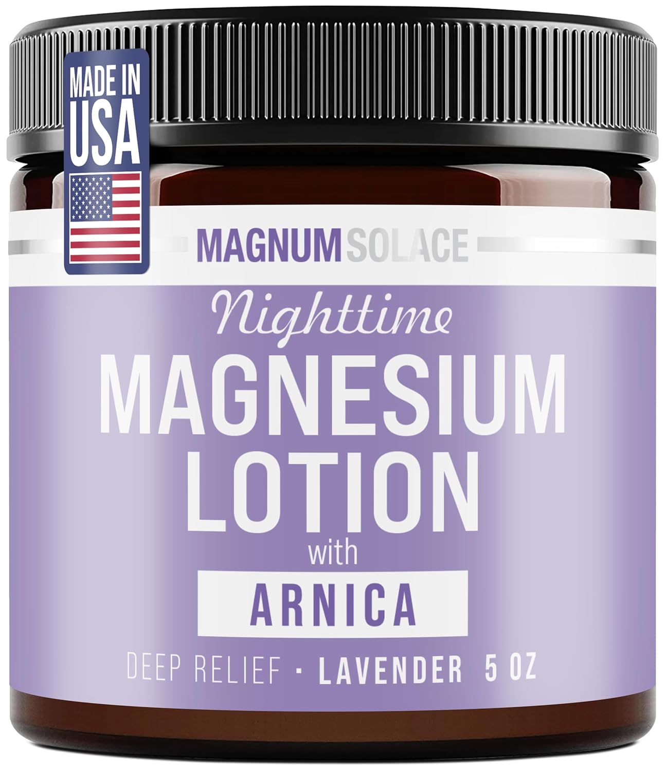 Magnum Solace Nighttime Magnesium Lotion with Arnica ÛÒ Highly Concentrated Magnesium for Muscles & Joints ÛÒ Apply to Legs or Feet Before Bed ÛÒ Skin-Friendly