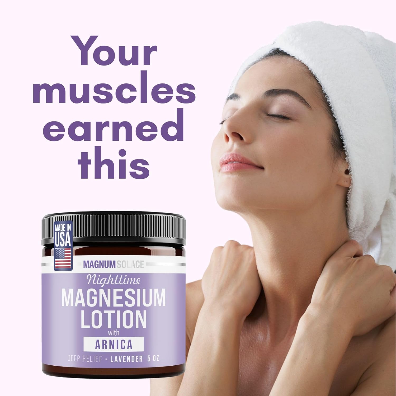 Magnum Solace Nighttime Magnesium Lotion with Arnica ÛÒ Highly Concentrated Magnesium for Muscles & Joints ÛÒ Apply to Legs or Feet Before Bed ÛÒ Skin-Friendly