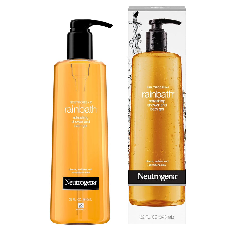 Neutrogena Rainbath Cleansing Shower & Bath Gel, Daily Moisturizing Body Wash Cleanser & Shaving Gel for Men & Women, Clean-Rinsing Creamy Lather for Softer & Smoother Skin, Original Scent, 32 fl.ÛøOz