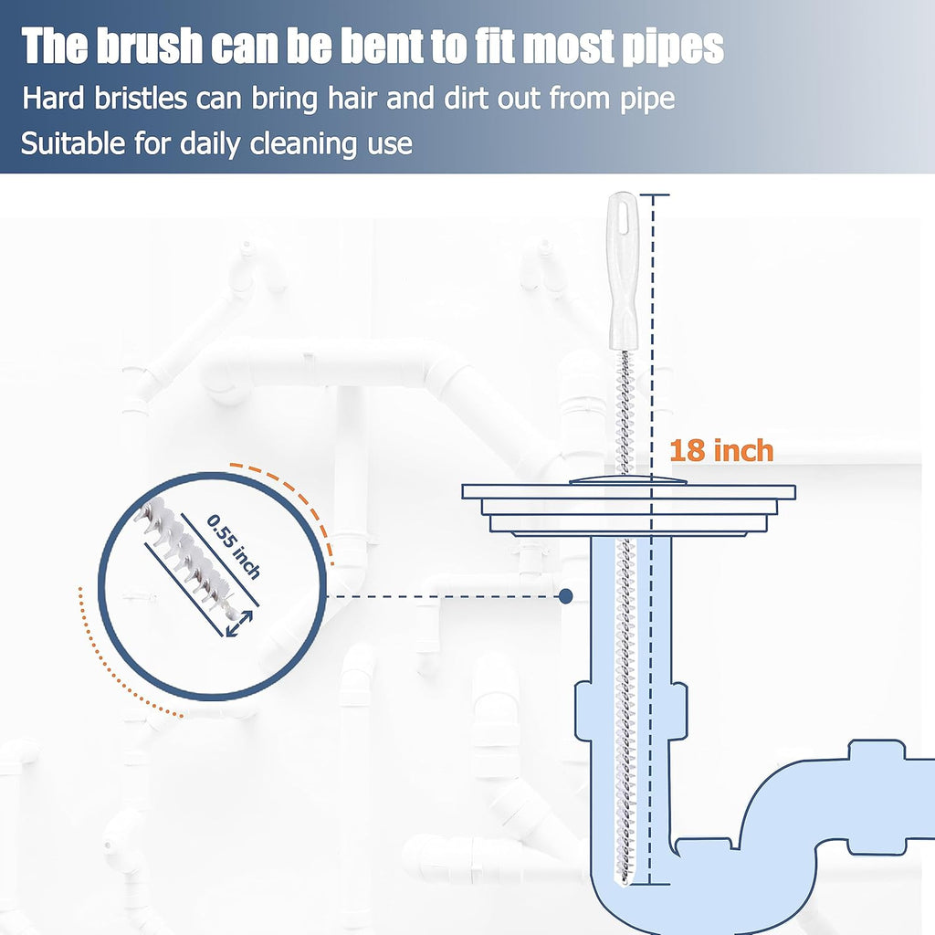 35.5inch Drain Clog Remover(1pcs), 25inch Drain Snake Hair Remover(6pcs) ?  Cleaning Brush(2pcs), Hair Catcher Drain Auger Cleaner Tool Set For Toilet, Kitchen Sink, Bathroom Tub, Sewer, 9 Pack
