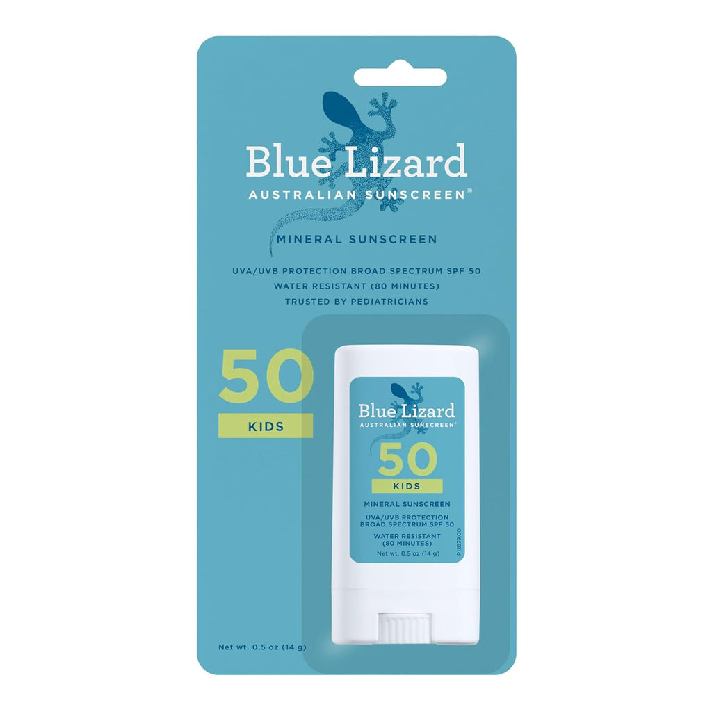 Blue Lizard Kids Mineral SPF 50 Sunscreen Stick, Zinc Oxide, 100% Mineral Actives, Developed for KidsÛª Sensitive Skin, TSA-Friendly, Vegan, Paraben-free, Fragrance-Free, 0.5 oz