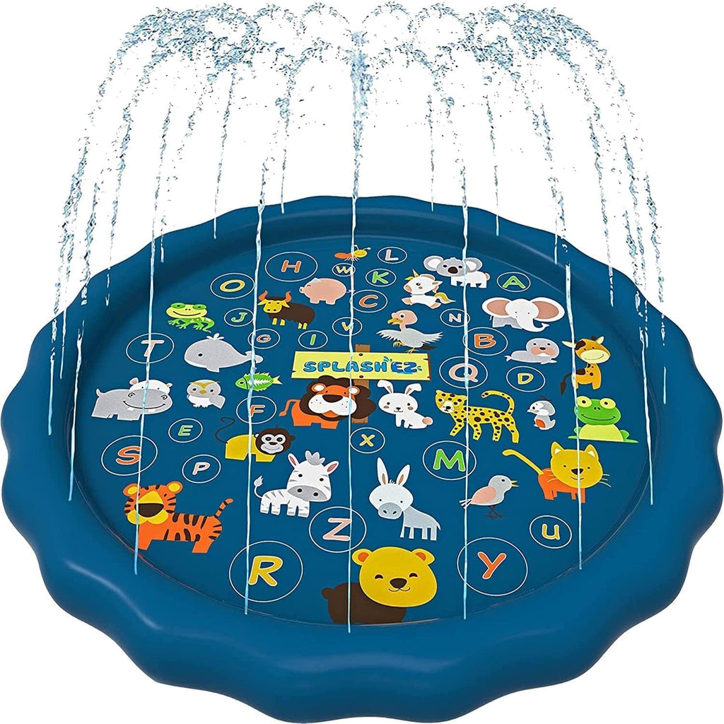 SplashEZ 3-in-1 Splash Pad, Sprinkler for Kids & Baby Pool for Learning ÛÒ Toddler Sprinkler Pool, 60ÛªÛª Outside Water Toys ÛÒ ÛÏfrom A to ZÛ Outdoor Play Mat for Babies & Toddlers