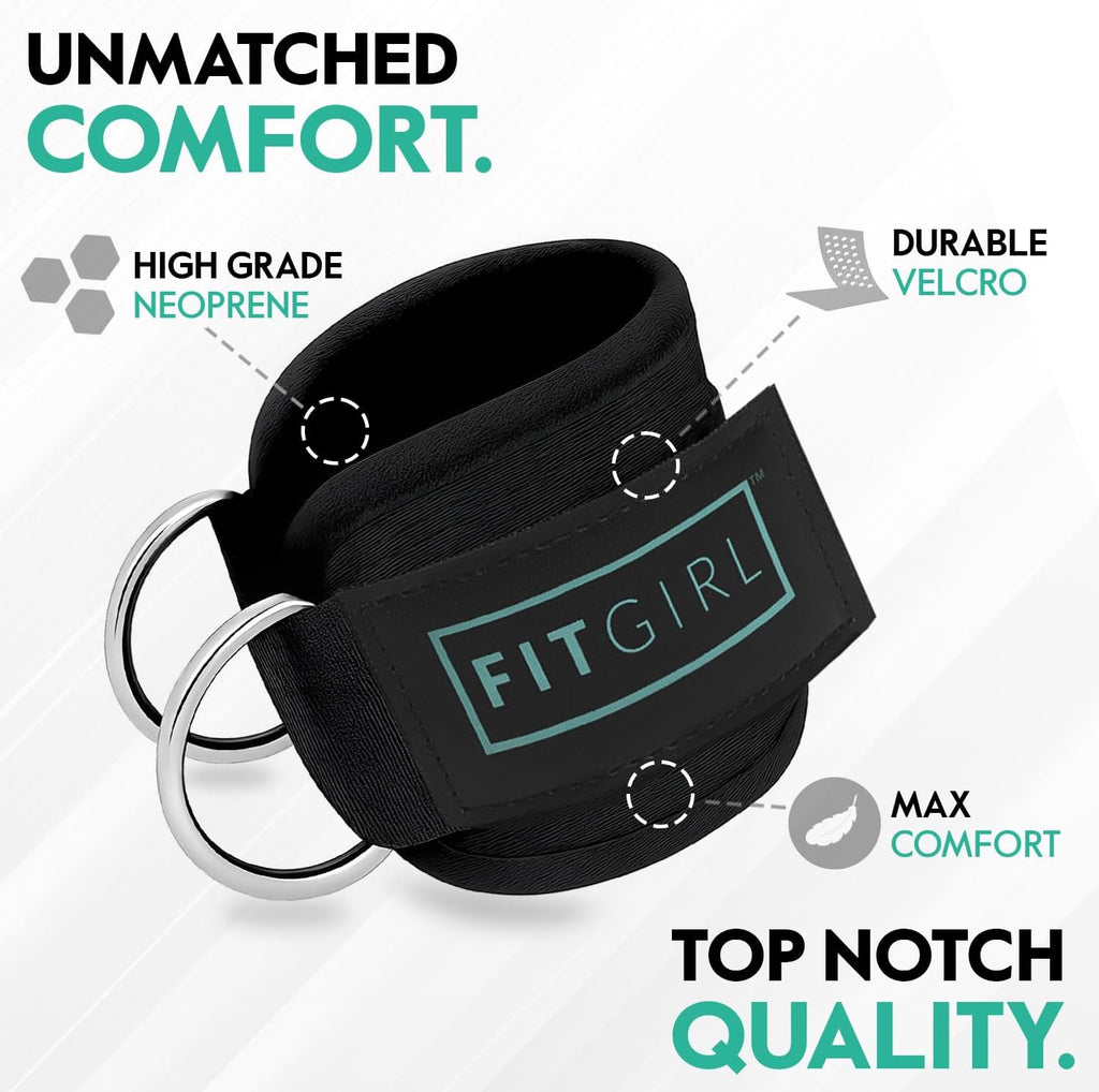 FITGIRL Ankle Strap for Cable Machine ÛÒ Premium Padding and Comfort for Cable Exercise Machines, Cable Exercise Attachment for Home & Gym, Glute Workouts - Kickbacks, Leg Extensions, Hip Abductors