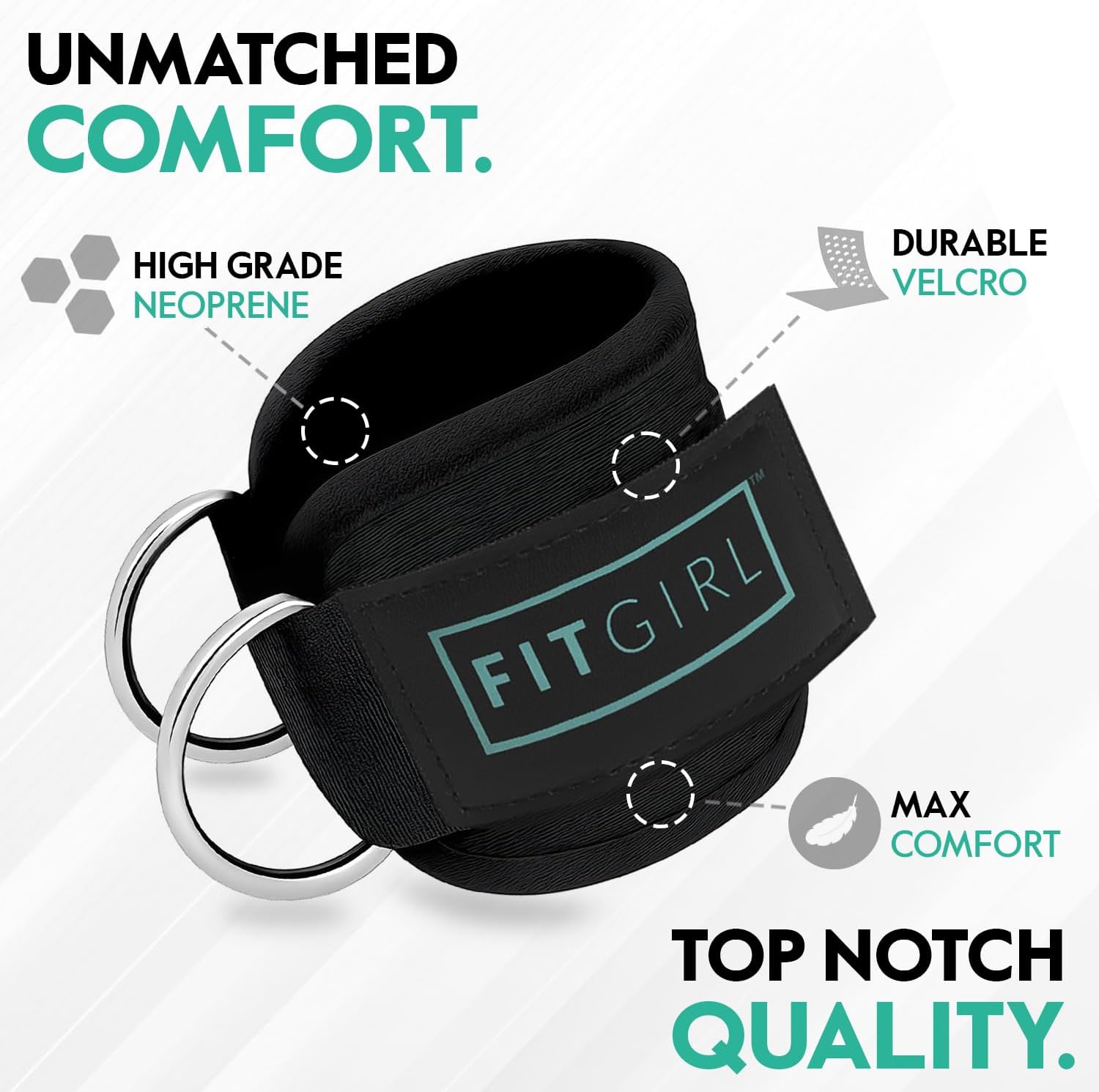 FITGIRL Ankle Strap for Cable Machine ÛÒ Premium Padding and Comfort for Cable Exercise Machines, Cable Exercise Attachment for Home & Gym, Glute Workouts - Kickbacks, Leg Extensions, Hip Abductors