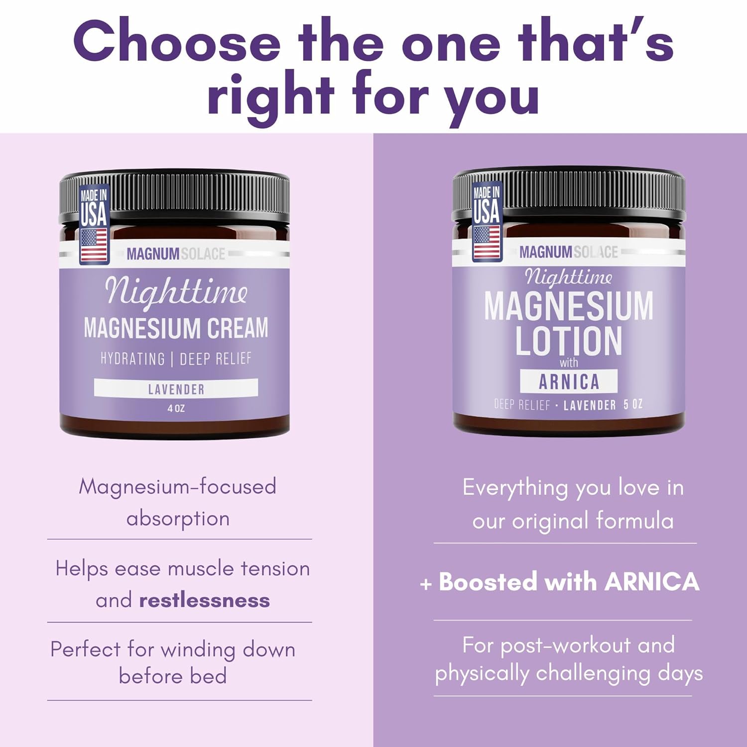 Magnum Solace Nighttime Magnesium Lotion with Arnica ÛÒ Highly Concentrated Magnesium for Muscles & Joints ÛÒ Apply to Legs or Feet Before Bed ÛÒ Skin-Friendly