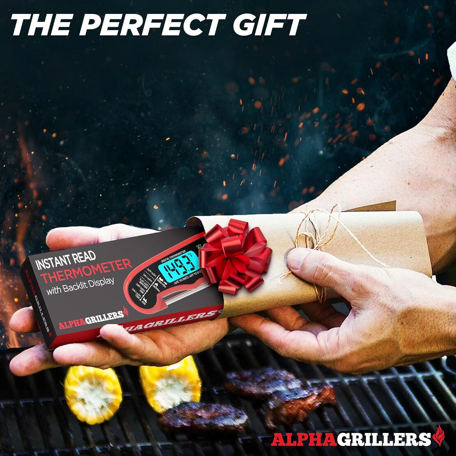Alpha Grillers Meat Thermometer Digital ÛÒ Instant Read Food Thermometer for Cooking & Grilling ÛÒ Professional Kitchen Gifts for Men, Dad & Mom