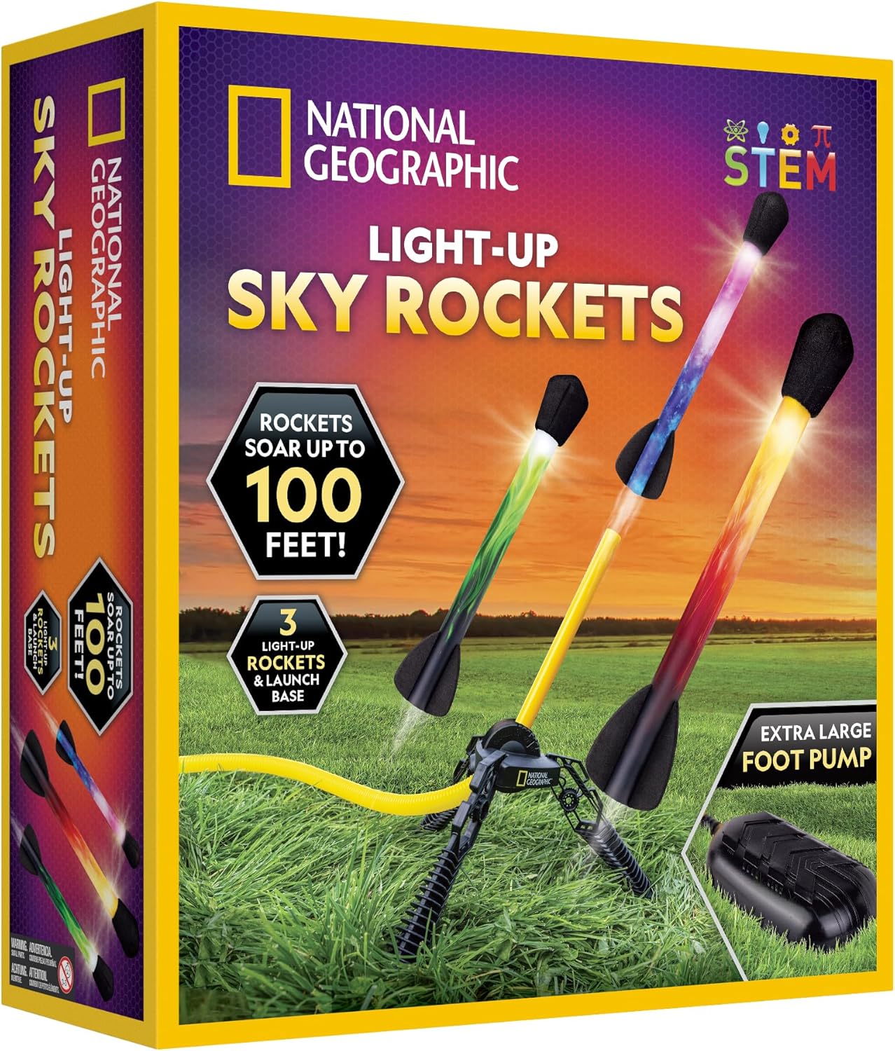 NATIONAL GEOGRAPHIC Air Rocket Toy ÛÒ Ultimate LED Rocket Launcher for Kids, Jump and Launch The Light Up, Air Powered, Foam Tipped Rockets up to 100 Feet