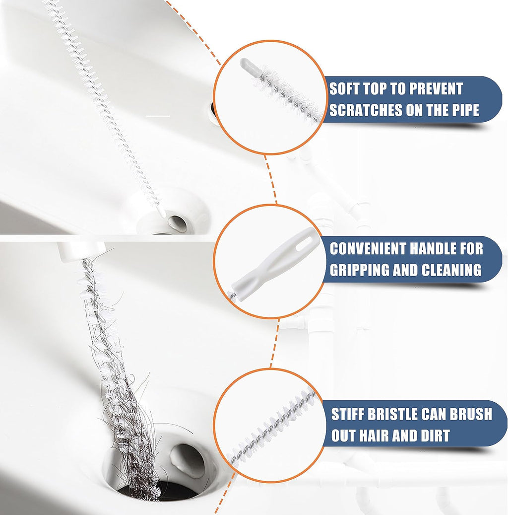 35.5inch Drain Clog Remover(1pcs), 25inch Drain Snake Hair Remover(6pcs) ?  Cleaning Brush(2pcs), Hair Catcher Drain Auger Cleaner Tool Set For Toilet, Kitchen Sink, Bathroom Tub, Sewer, 9 Pack