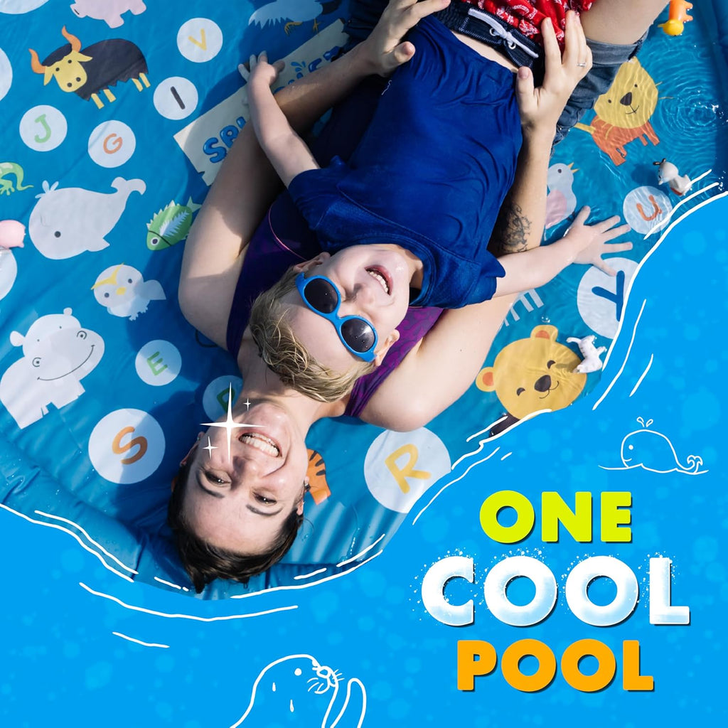 SplashEZ 3-in-1 Splash Pad, Sprinkler for Kids & Baby Pool for Learning ÛÒ Toddler Sprinkler Pool, 60ÛªÛª Outside Water Toys ÛÒ ÛÏfrom A to ZÛ Outdoor Play Mat for Babies & Toddlers