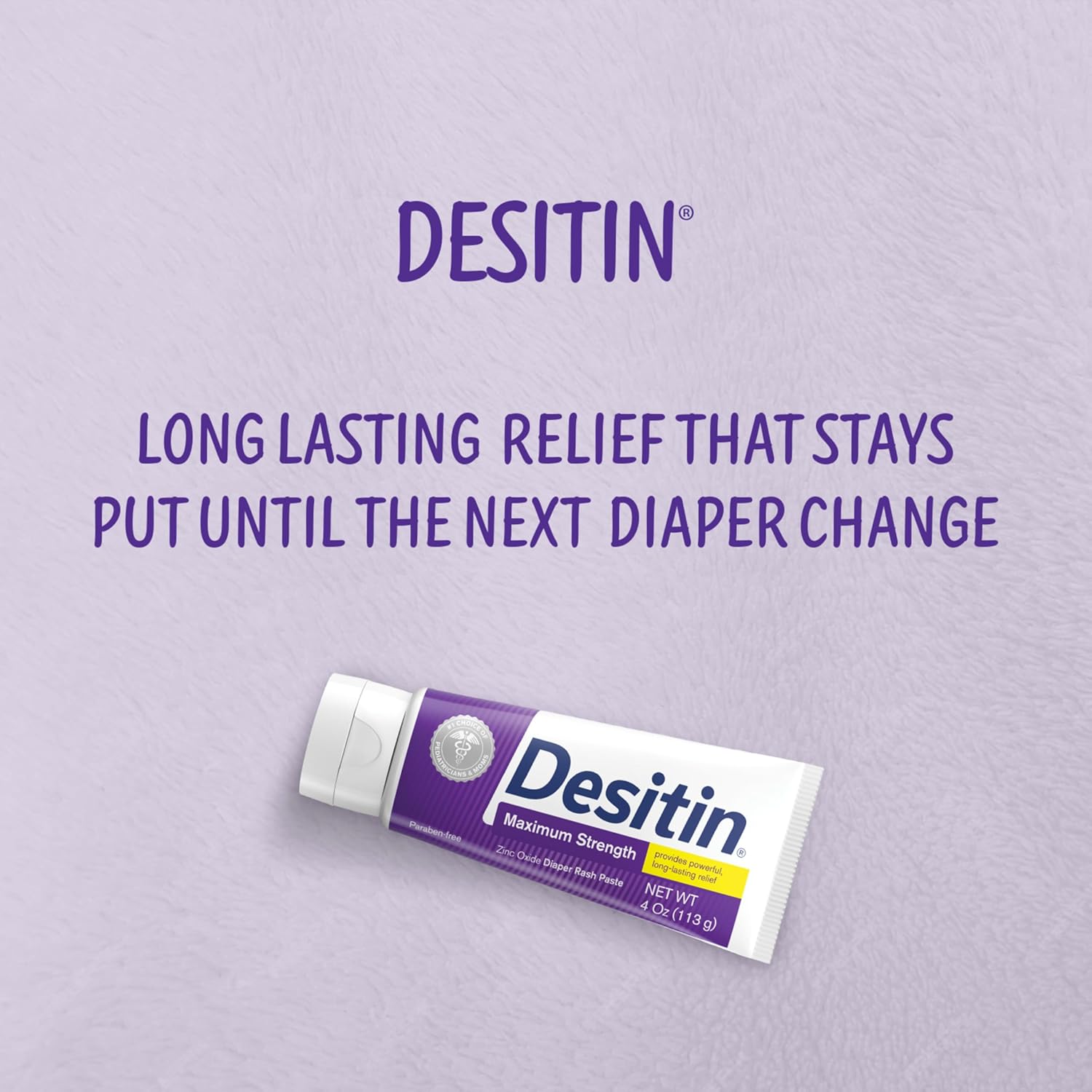 Desitin Maximum Strength Baby Diaper Rash Cream, 40% Zinc Oxide, Hypoallergenic No Added Parabens & Dyes, Protects & Relieves BabyÛªs Skin for Up to 12 Hours, Prevents Diaper Rash, 4.8 oz Tube