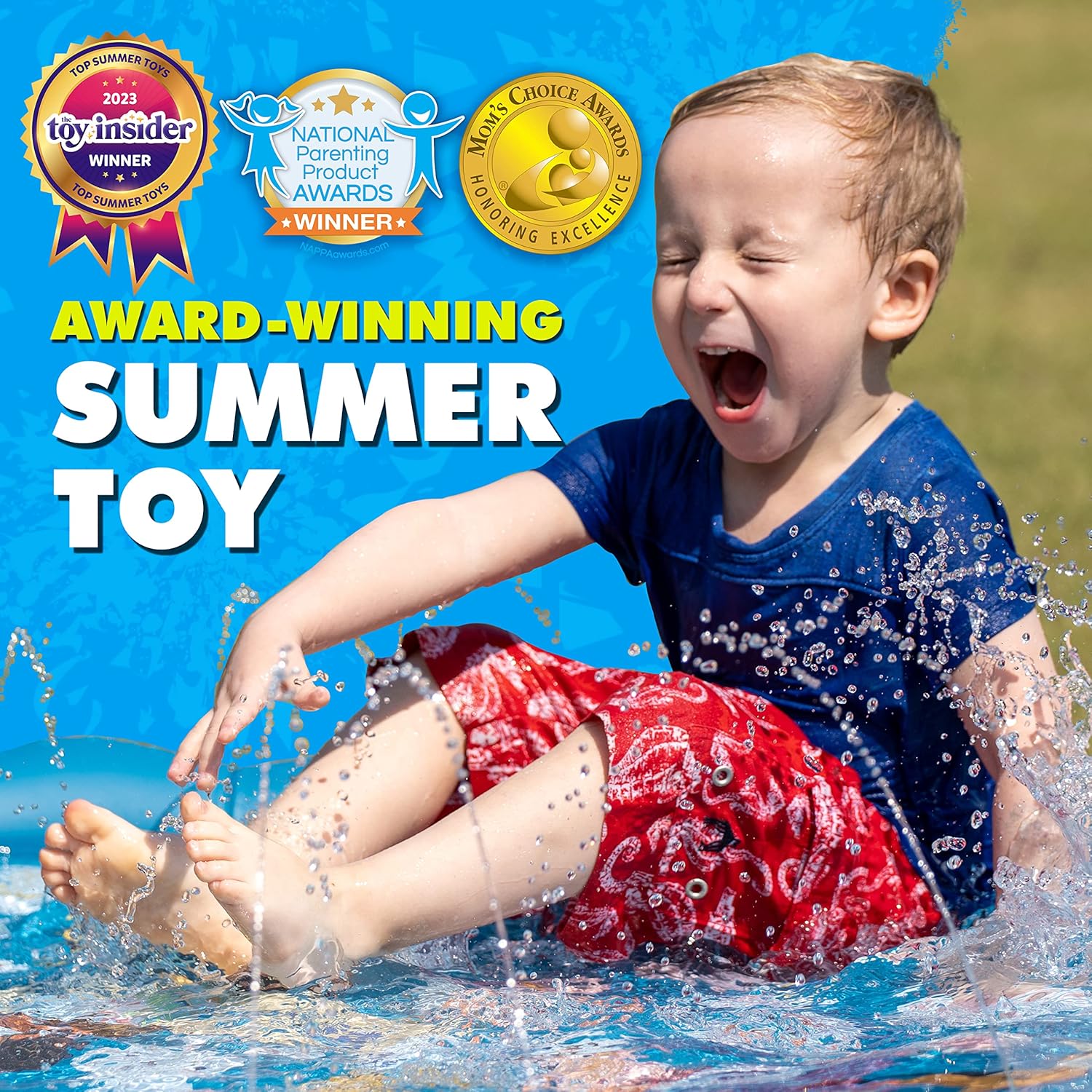 SplashEZ 3-in-1 Splash Pad, Sprinkler for Kids & Baby Pool for Learning ÛÒ Toddler Sprinkler Pool, 60ÛªÛª Outside Water Toys ÛÒ ÛÏfrom A to ZÛ Outdoor Play Mat for Babies & Toddlers