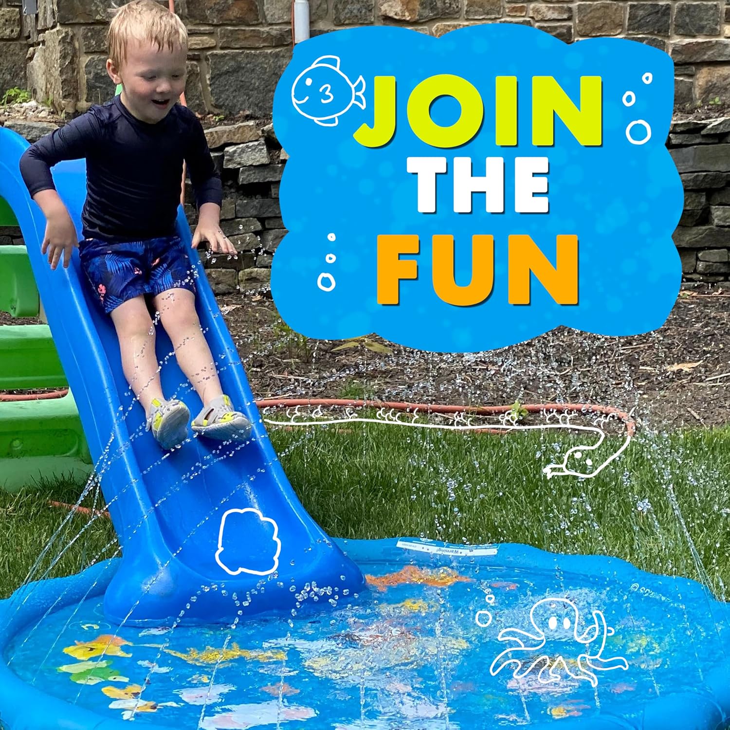 SplashEZ 3-in-1 Splash Pad, Sprinkler for Kids & Baby Pool for Learning ÛÒ Toddler Sprinkler Pool, 60ÛªÛª Outside Water Toys ÛÒ ÛÏfrom A to ZÛ Outdoor Play Mat for Babies & Toddlers