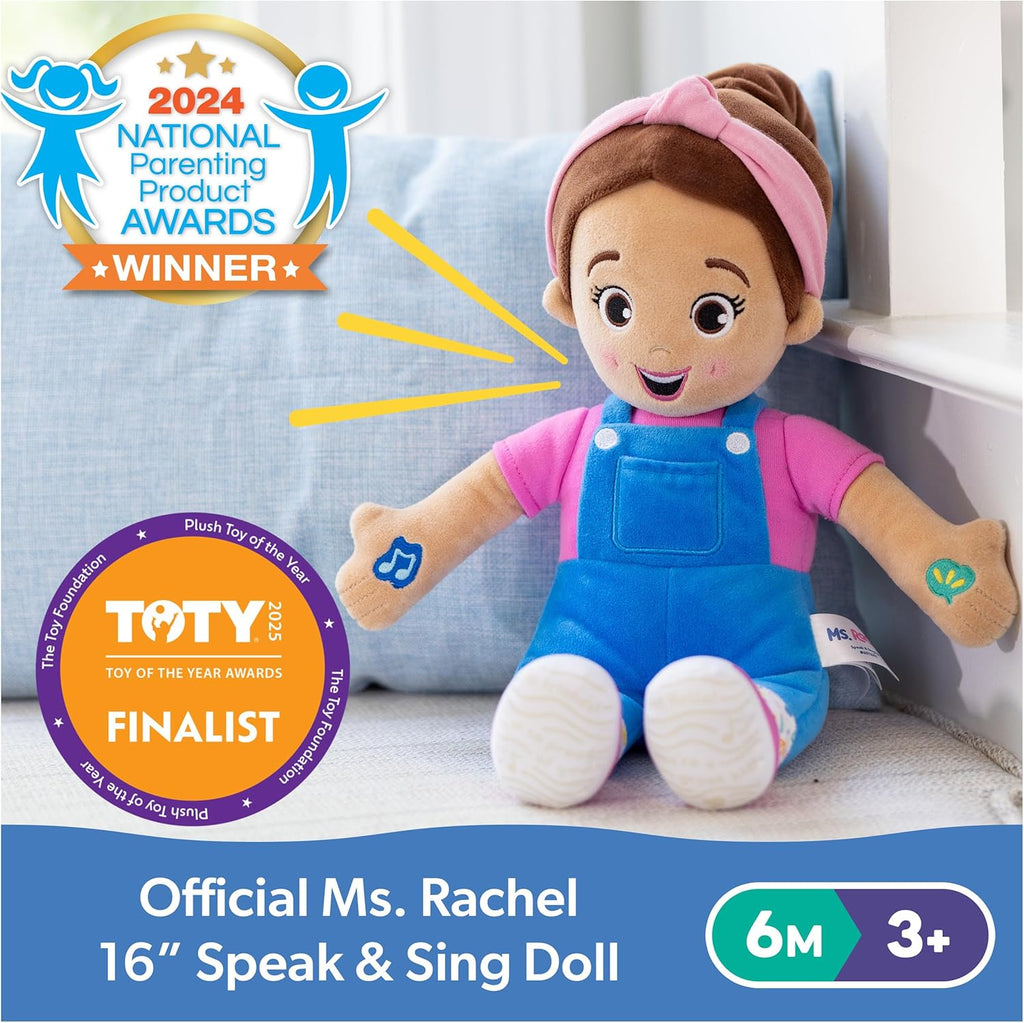 Ms. Rachel Official Speak & Sing Doll, 16Û Tall Interactive Toy with 4 Songs & 16+ Phrases, Toddler Toys for Girls & Boys Ages 6 Months to 3+ Years.