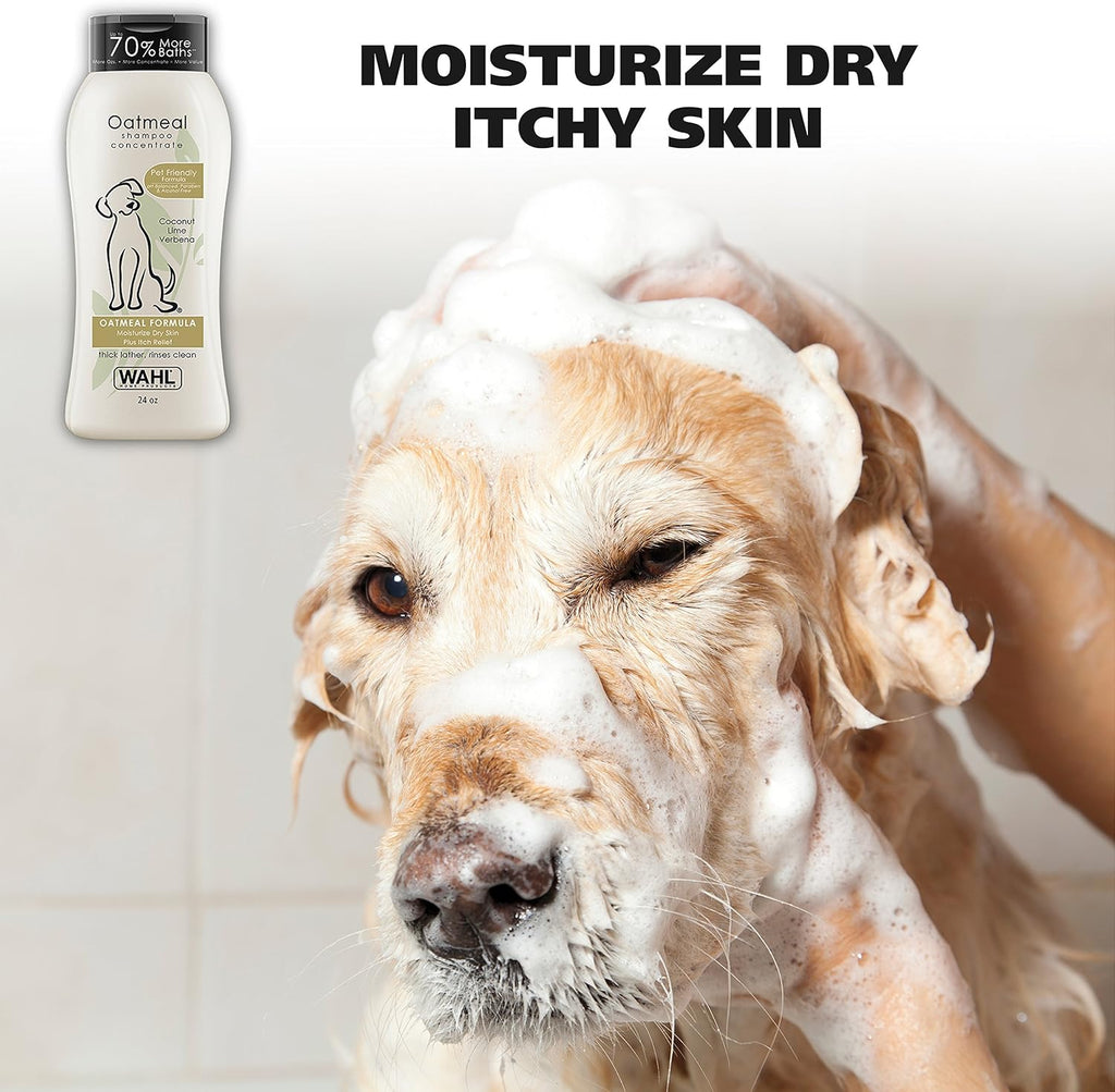 Wahl USA Dry Skin & Itch Relief Pet Shampoo for Dogs ÛÒ Oatmeal Formula with Coconut Lime Verbena Scent & Pet Friendly Formula, 24 Oz - Model 820004A
